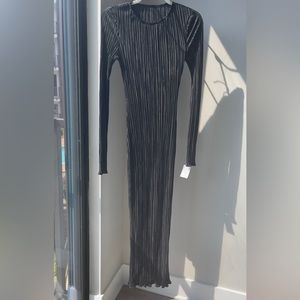 Black Pleated Bodycon Dress